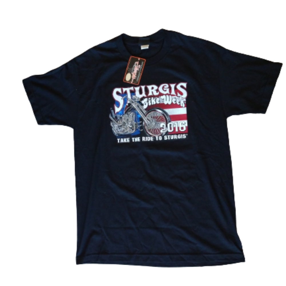 Hot Leathers  Sturgis Bike Week 2016 Men’s Short Sleeve Black T-Shirt Size L NEW